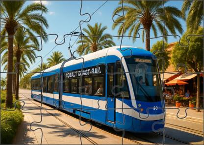 Cobalt Coast Light Rail Modern Electric Tram System With Sleek Low-floor Cars Challenging Puzzles