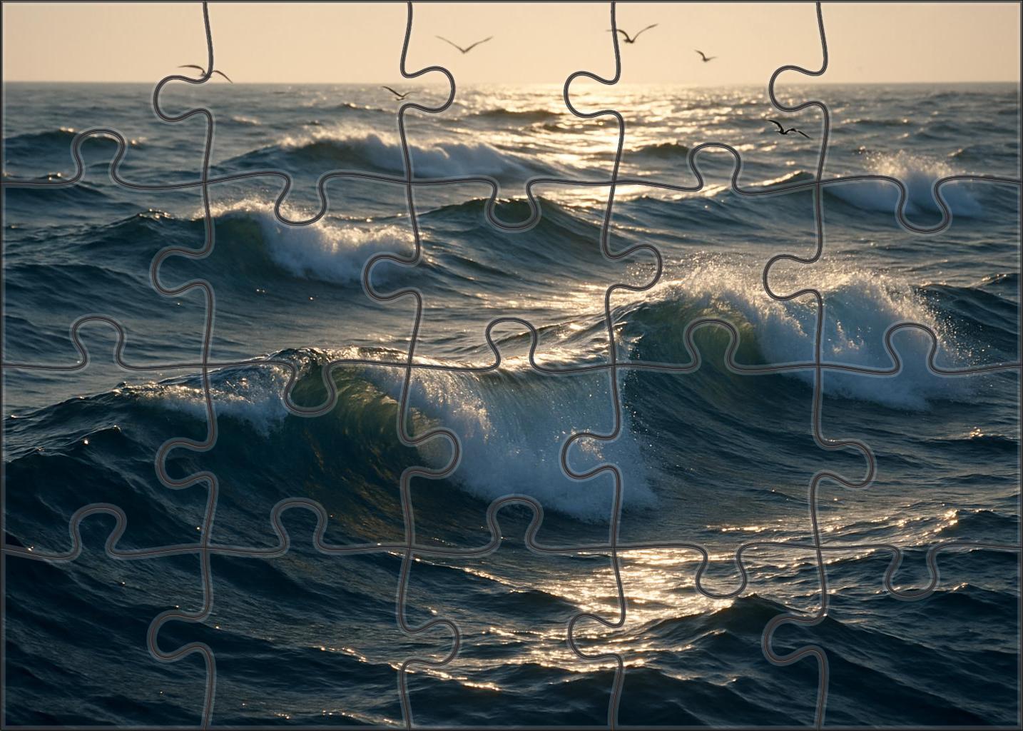 Silver Wave Crest Dynamic Swells Over Deep Oceanic Waters Challenging Puzzles