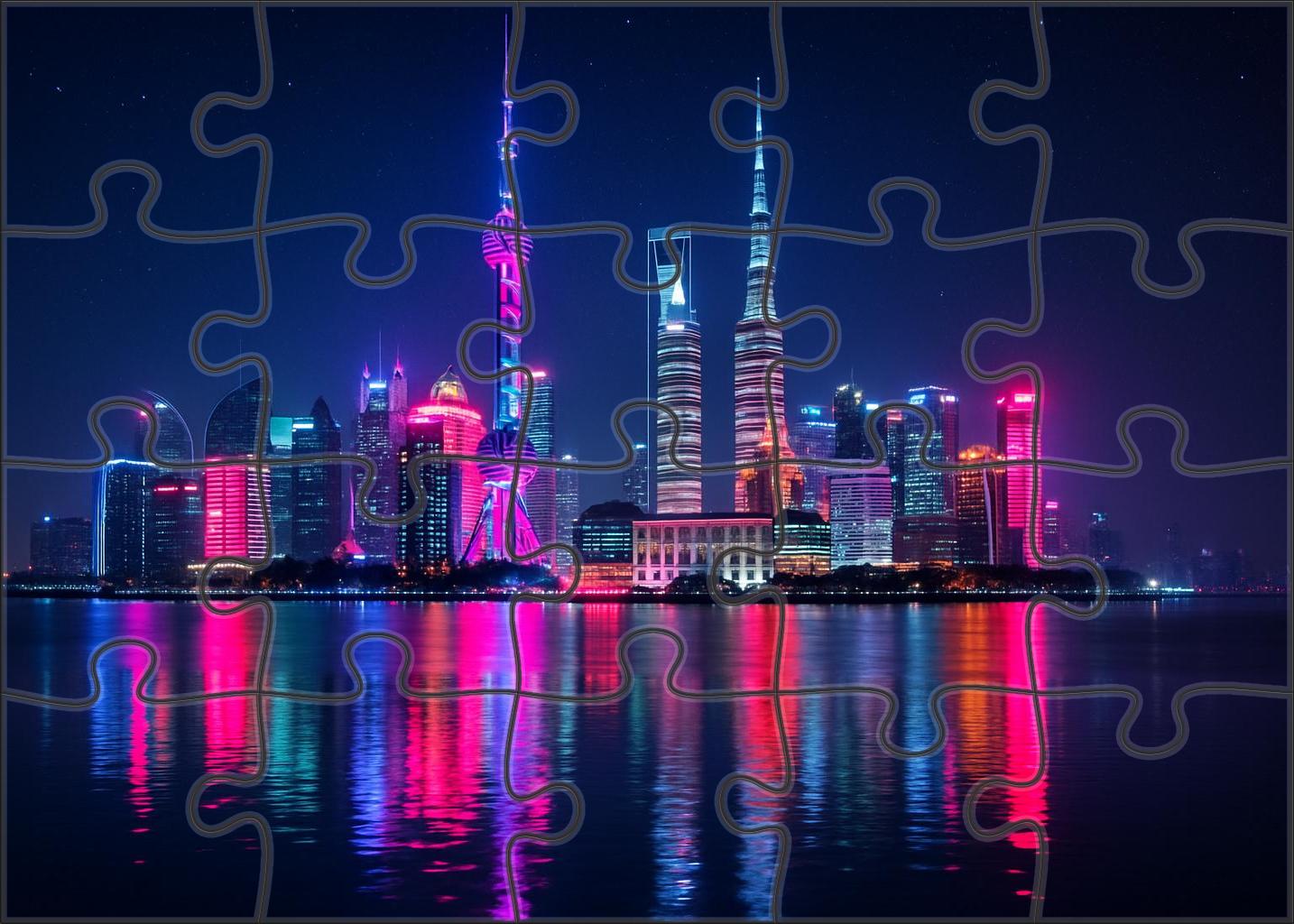 Tokyo Bay Skyline Neon-lit Urban Spectacle With Tokyo Skytree And Tokyo Tower Puzzle For Adults