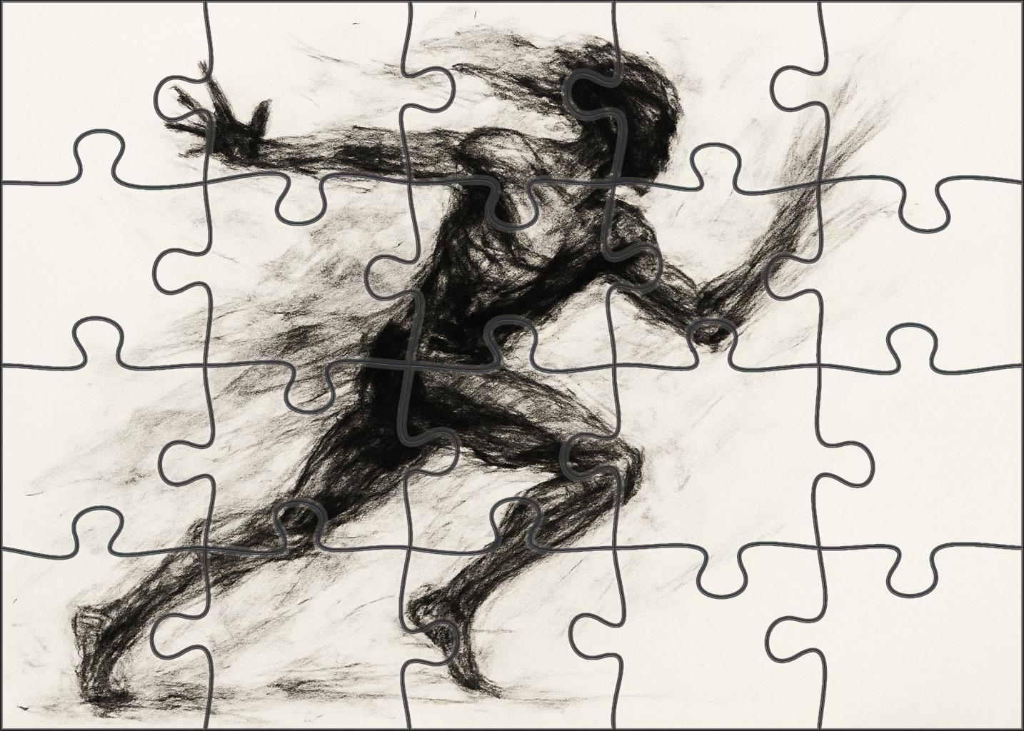 Dynamic Figure Gesture Expressive Charcoal Movement Sketch Custom Jigsaw Puzzle