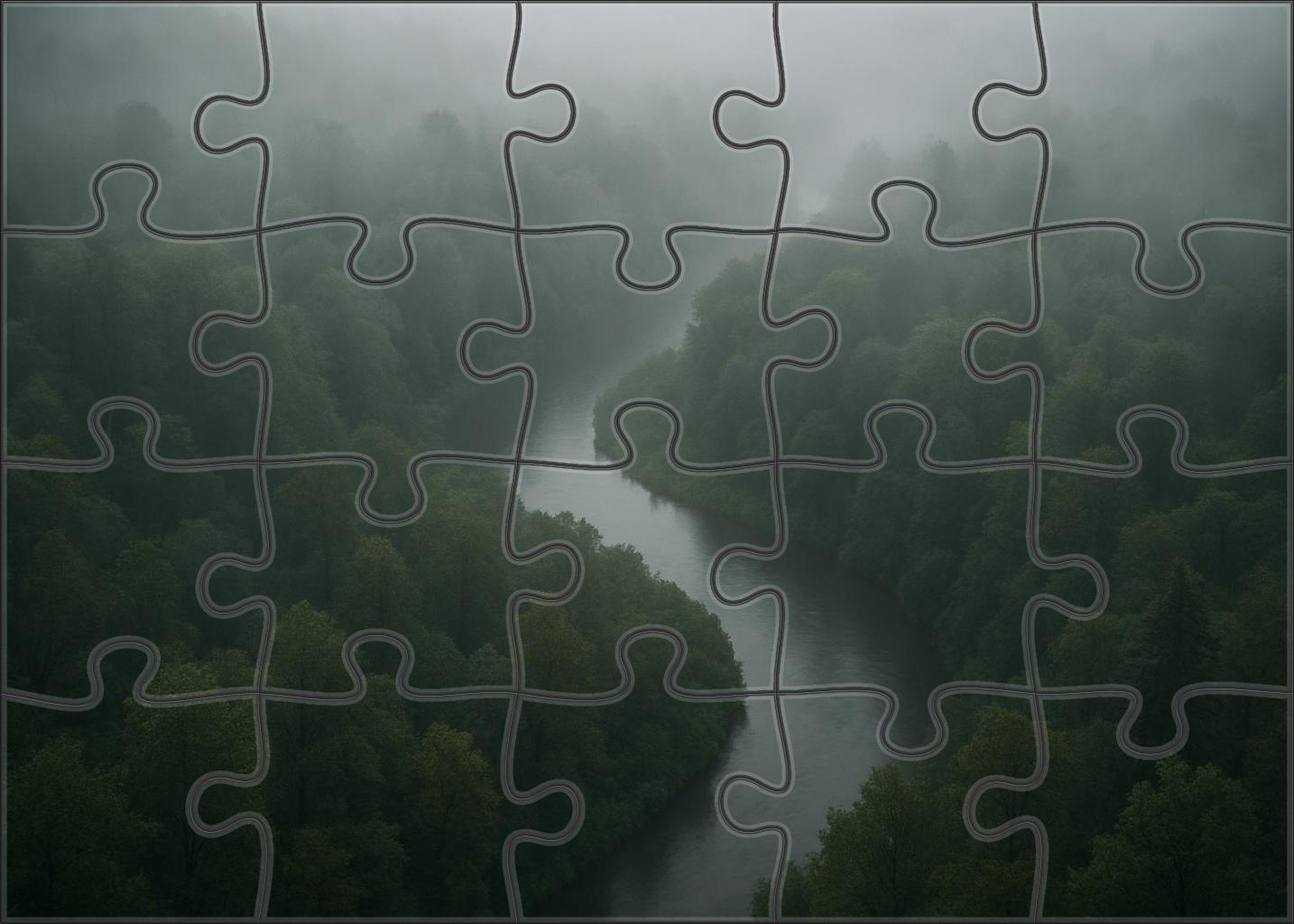 Fog-laden River Bend 20 Piece Puzzle