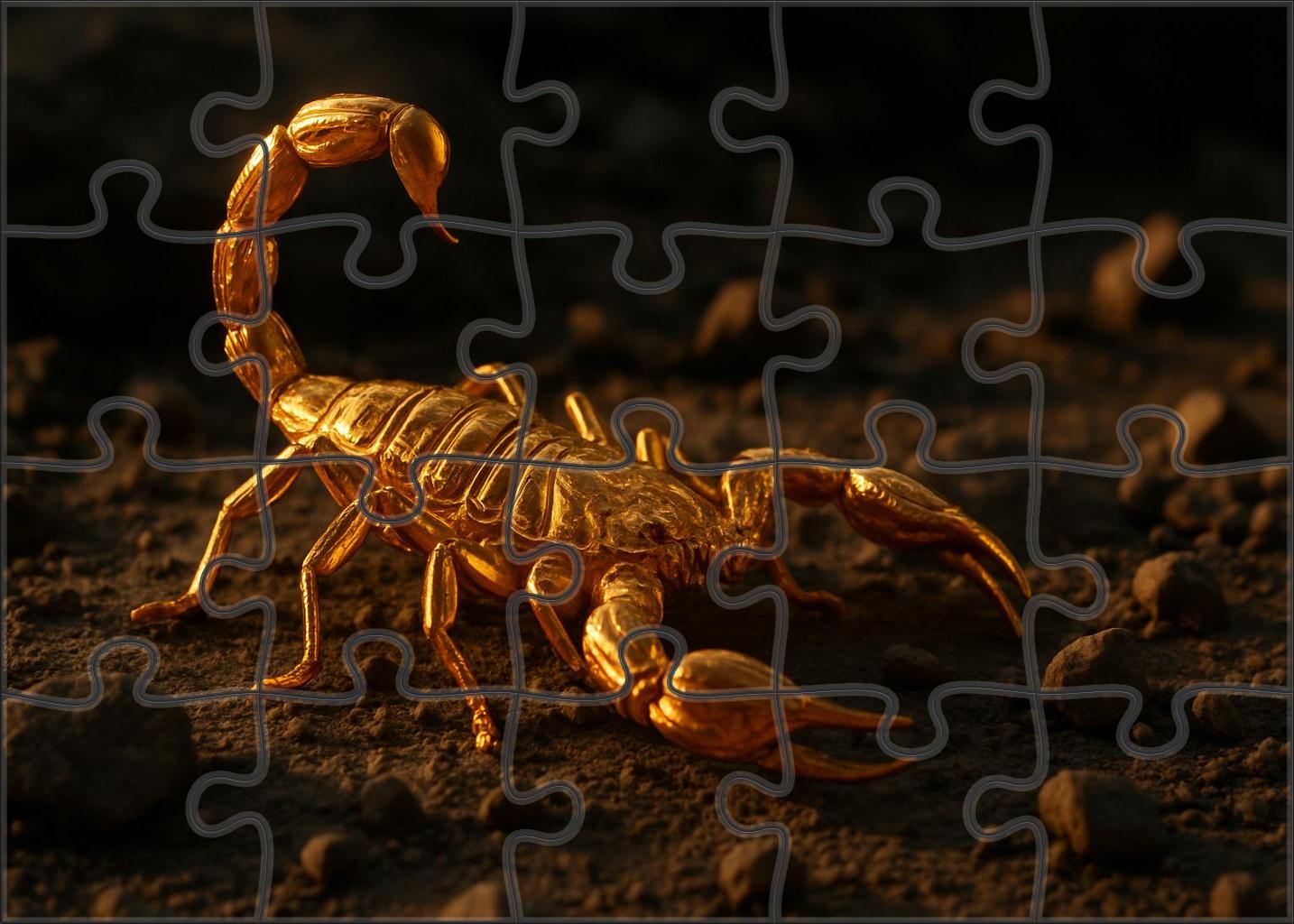 Golden Vein Scorpion Venomous Arachnid With Metallic Gold Exoskeleton And Strategic Ambush Techniques Puzzle Collection