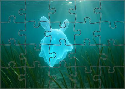Azure Tide Drifter Graceful Marine Invertebrate With Translucent Blue Tentacles Mini Puzzle