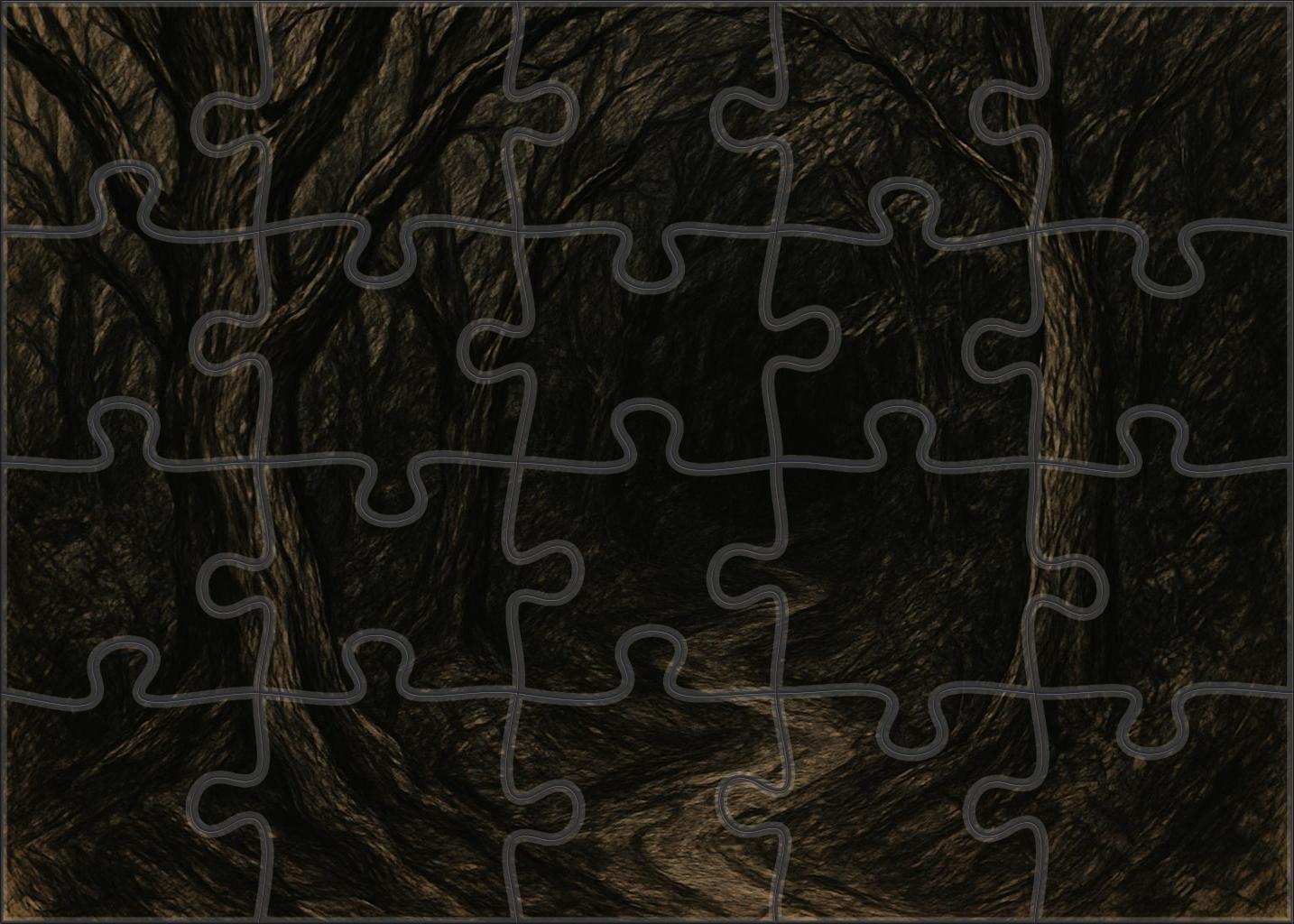 Fantasy Forest Path Expressive Ink And Brush Illustration Of Twisted Trees Puzzle Collection