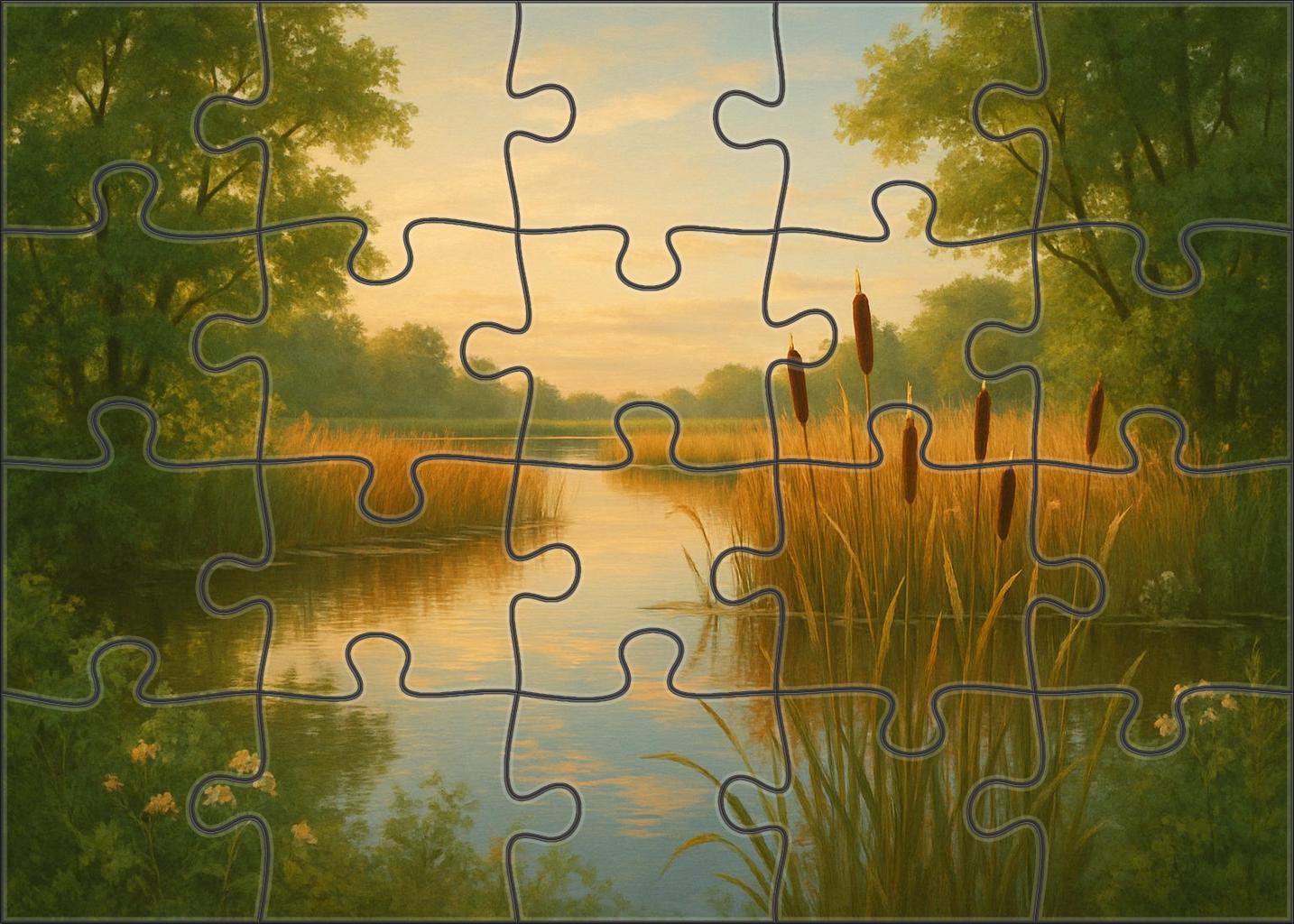 Golden Marsh Reflections Puzzle For Kids