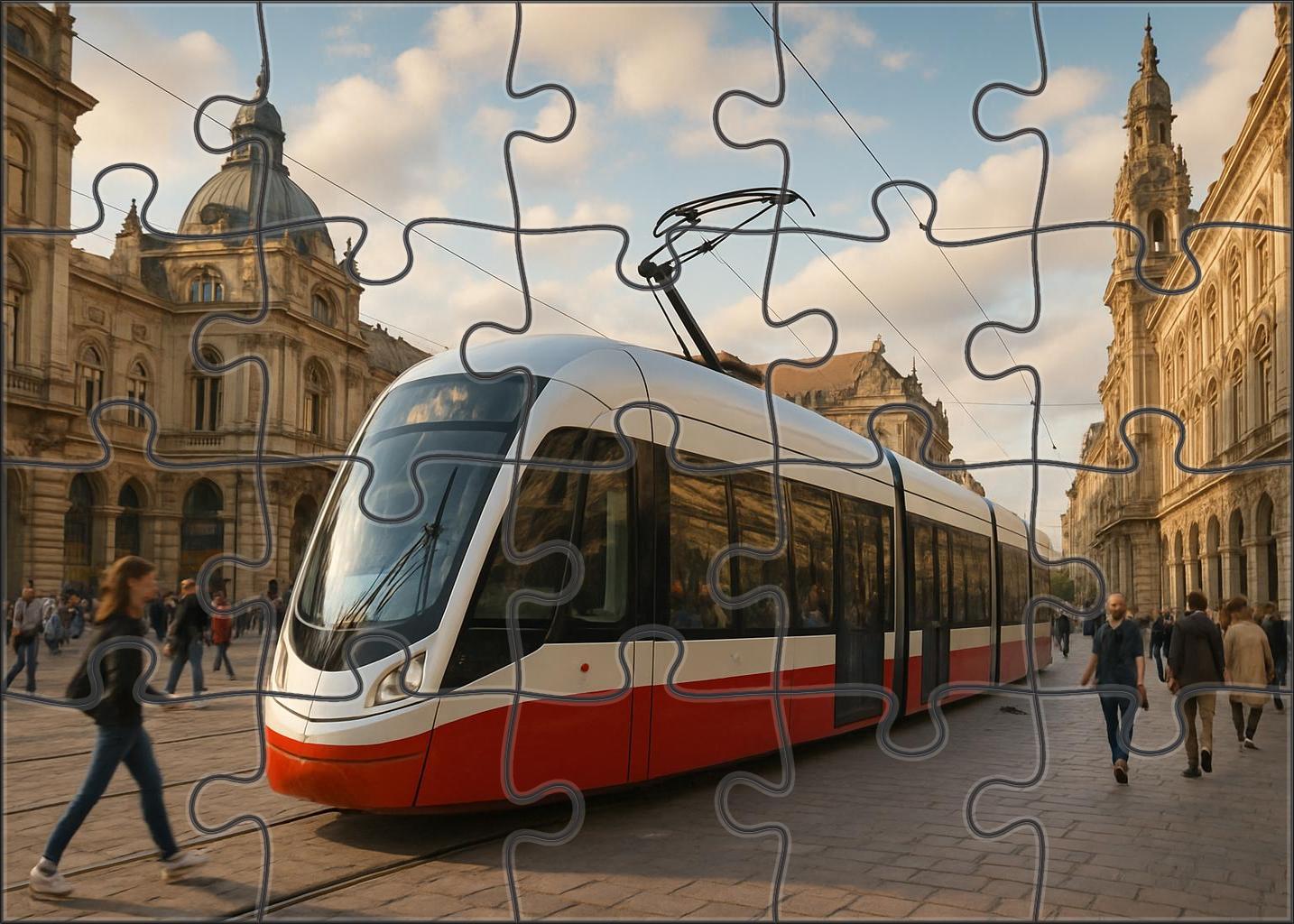 Compressed-air Urban Tram Puzzle For Kids