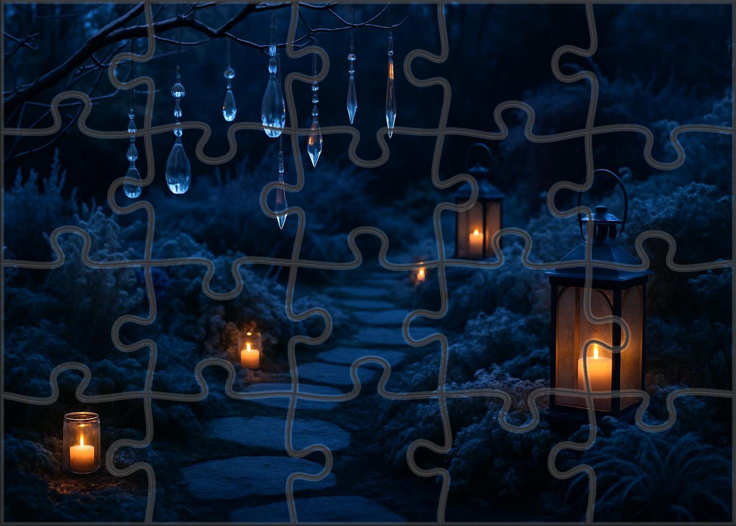 Twilight Frost Garden Crystal Ornaments And Soft Candlelight Puzzle Fun