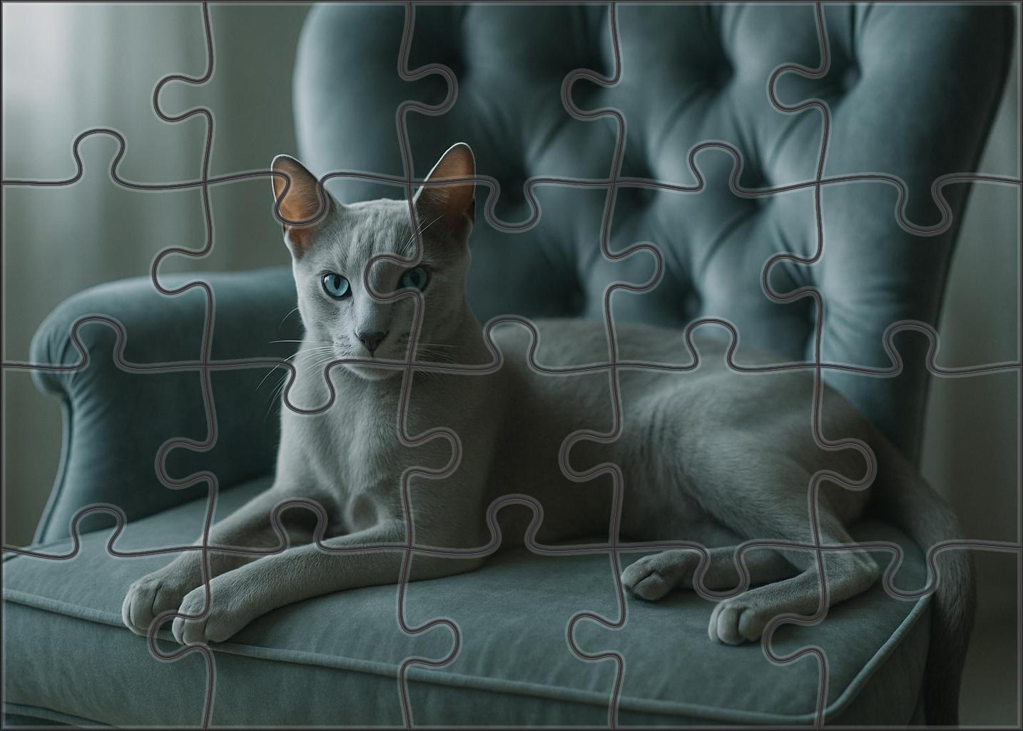 Pearl Mirage Satin-smooth Silver Blue With Calm Poise Premium Puzzle Pieces