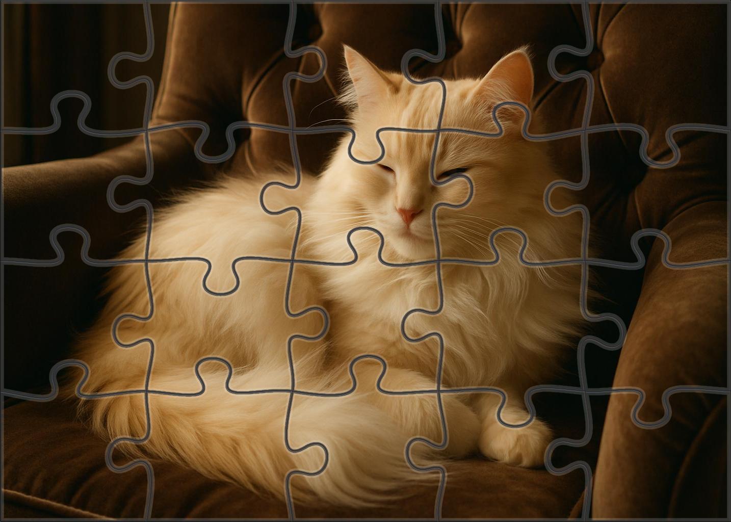 Ivory Cascade Longhaired Cream-colored Cat With Serene Disposition 200 Piece Puzzle