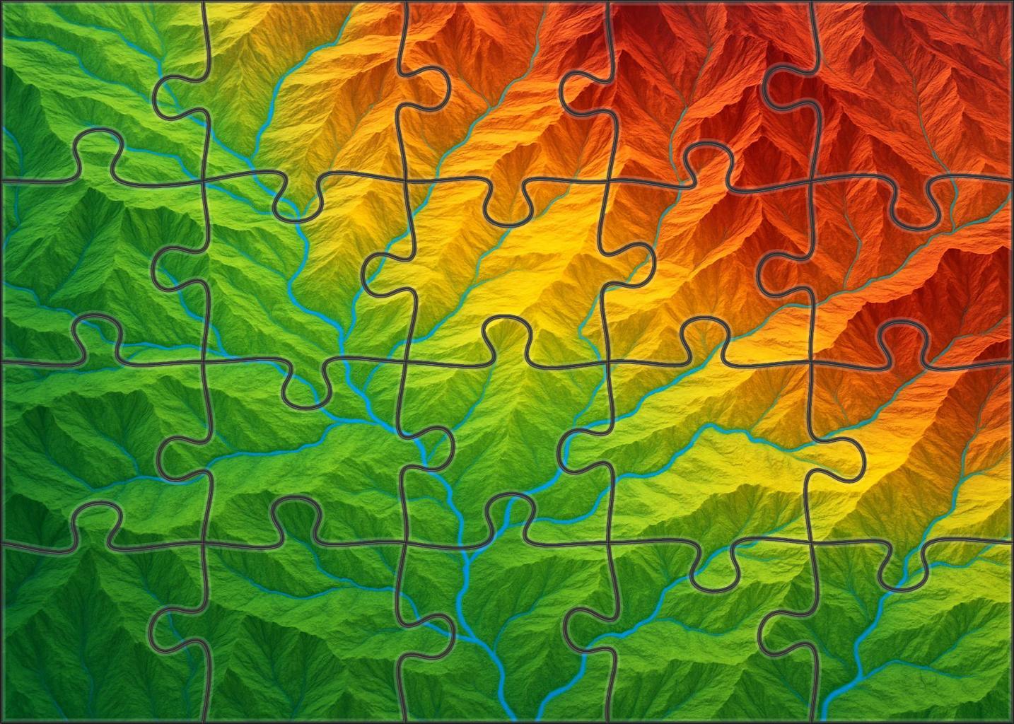 Chromatic Relief With Hydrologic Emphasis Premium Puzzle Pieces