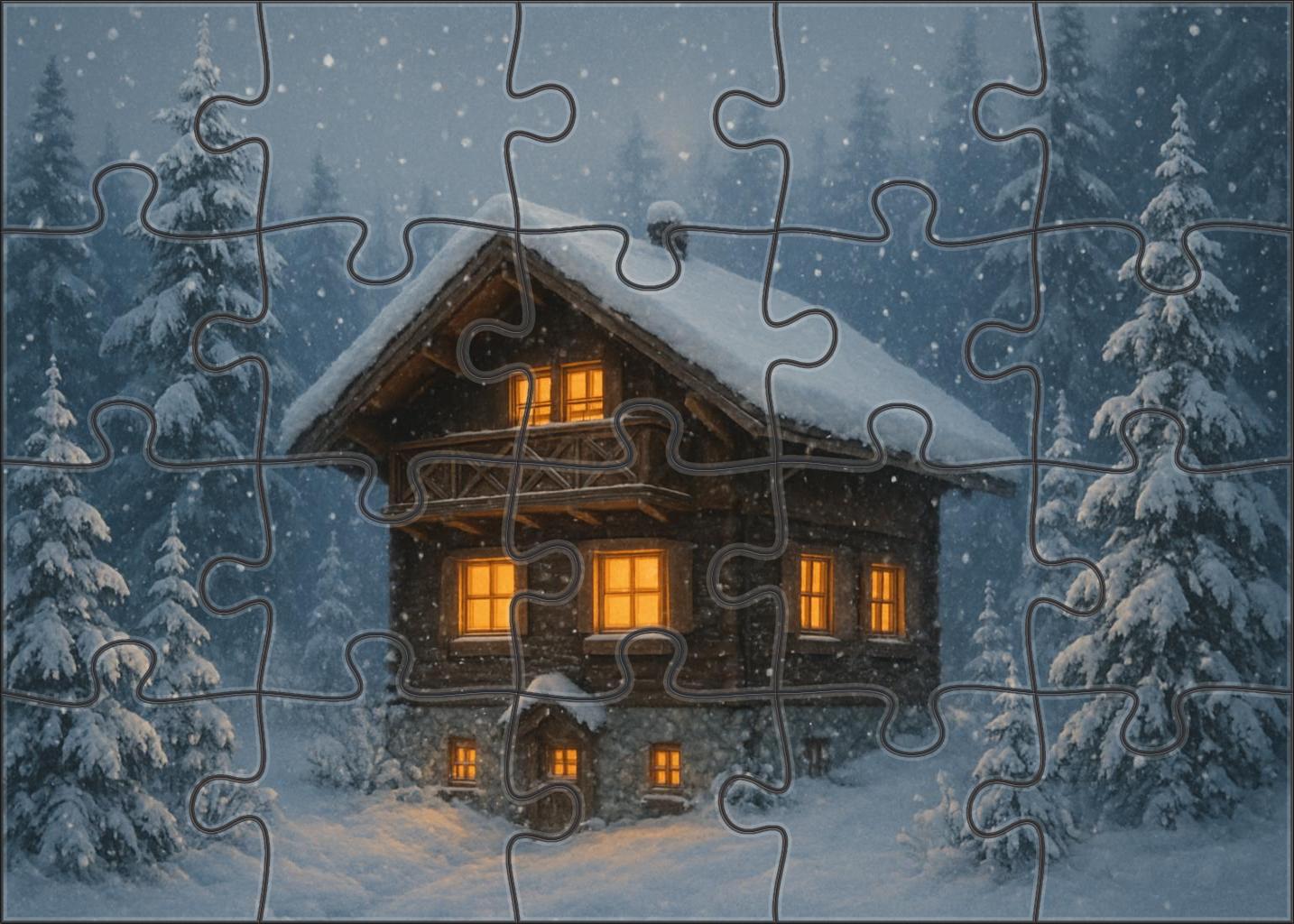 Frost-kissed Evergreen Chalet Puzzle For Adults
