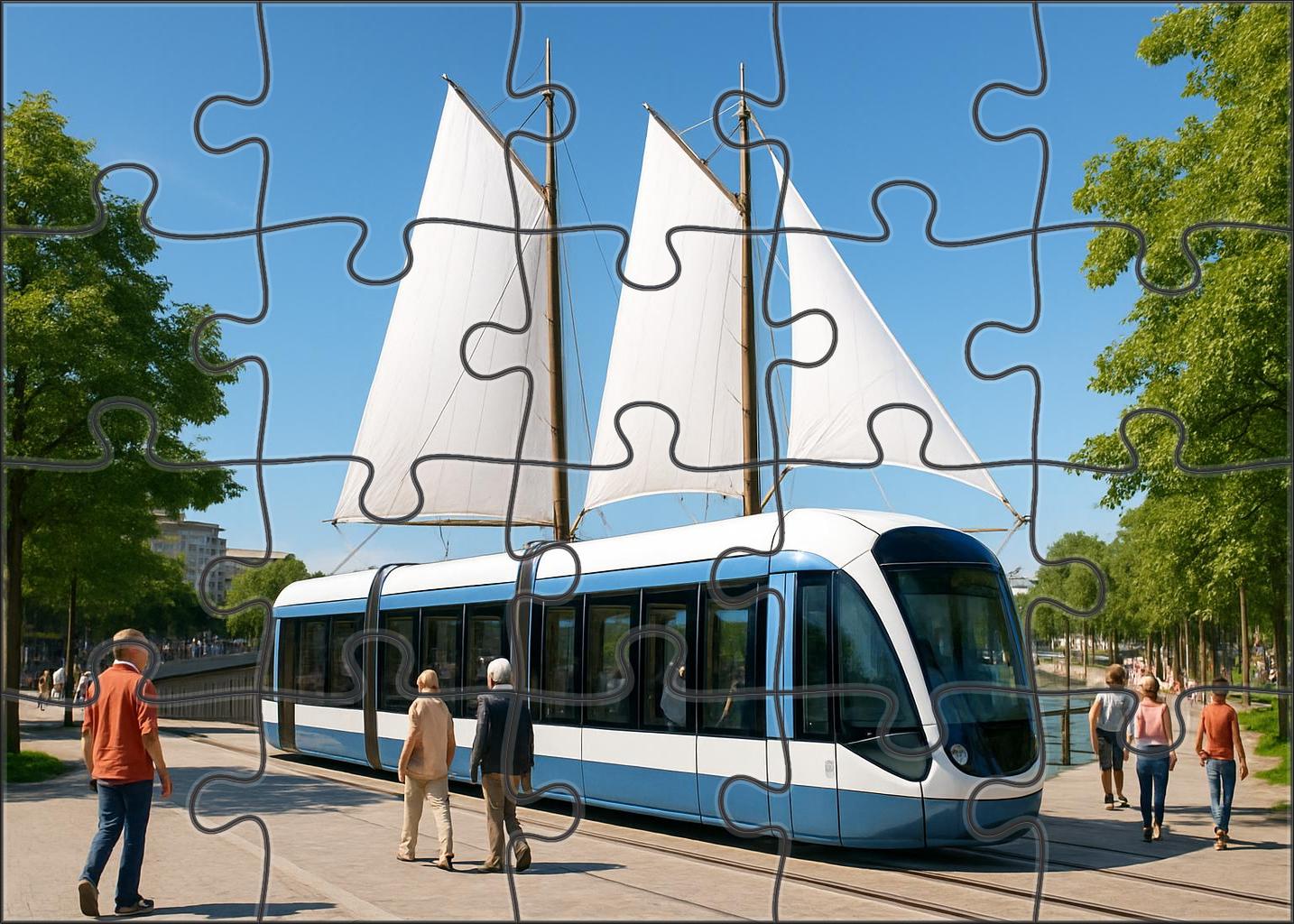 Wind-powered Sailing Tram 100 Piece Puzzle