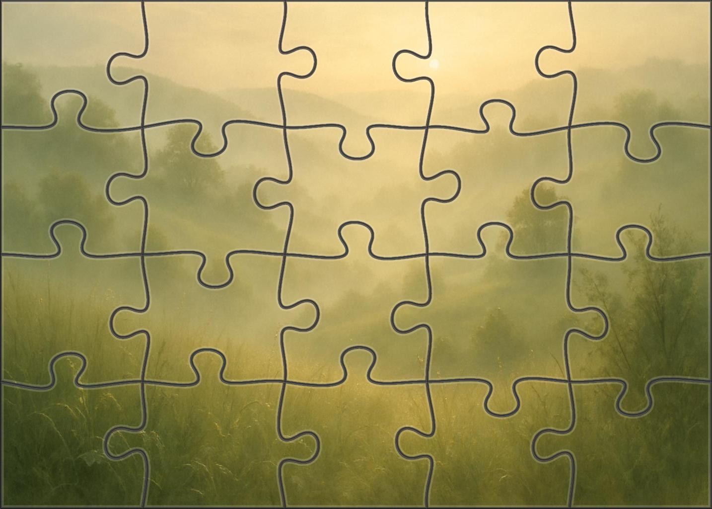 Morning Mist Over Rolling Hills 100 Piece Puzzle