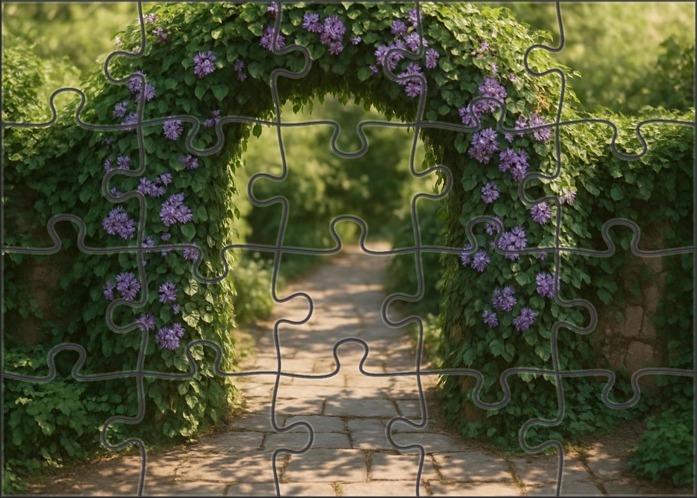 Twining Ivy Archway With Dappled Violet Blooms A Romantic Garden Entrance Puzzle For Kids