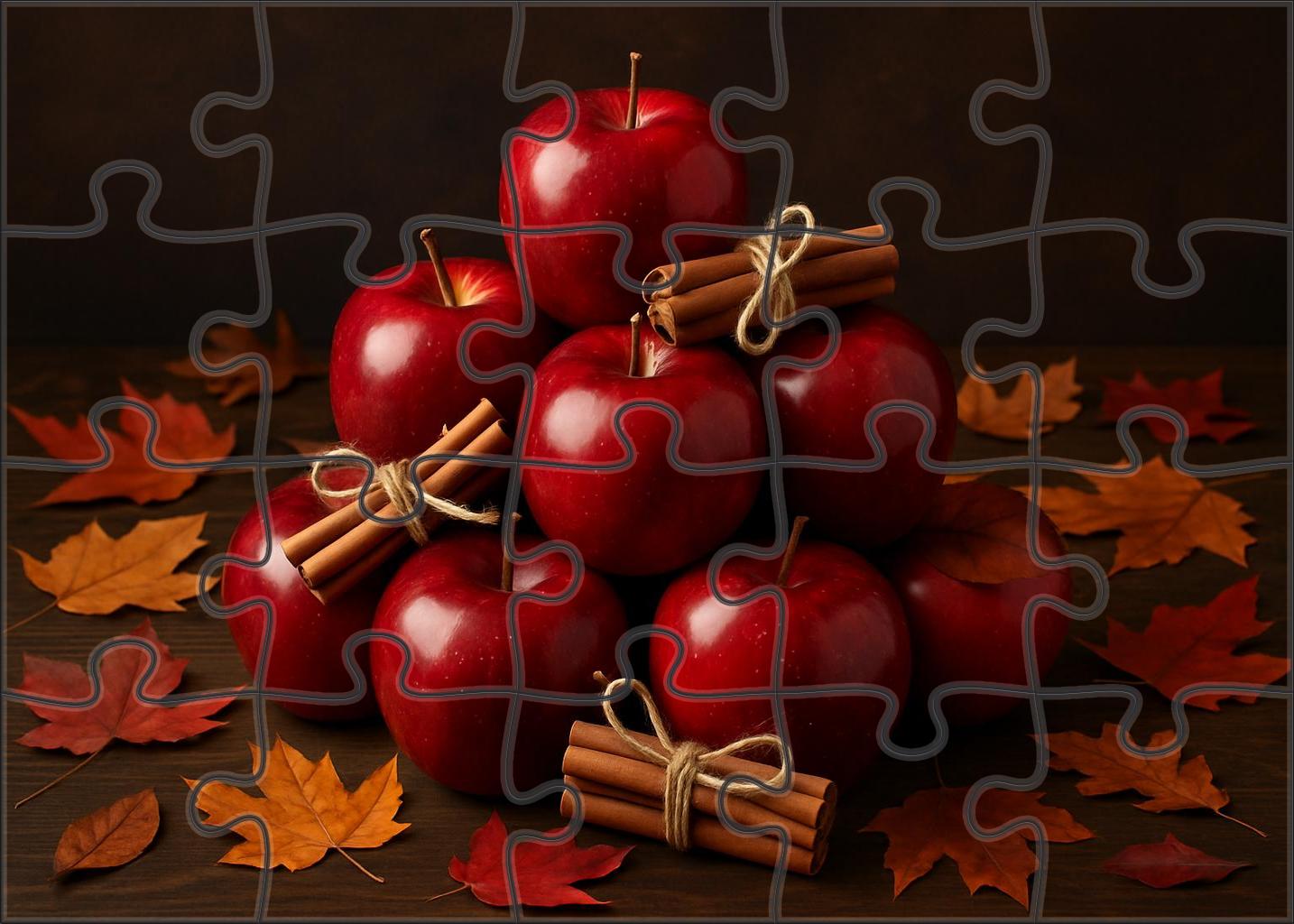 Candy Apple Orchard Glossy Red Apples And Cinnamon Stick Accents Puzzle Challenge