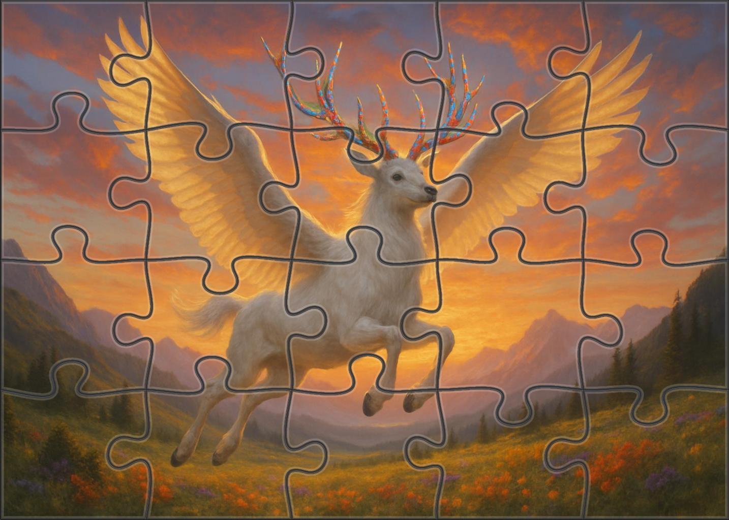 Luminaur Glider Radiant Stag With Prismatic Antlers And Feathered Wings Large Format Puzzle