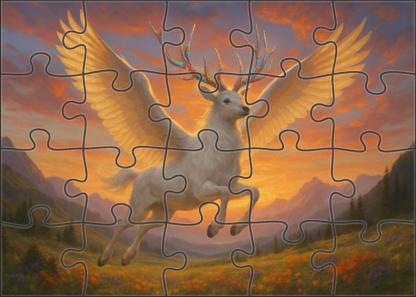 Luminaur Glider Radiant Stag With Prismatic Antlers And Feathered Wings Large Format Puzzle