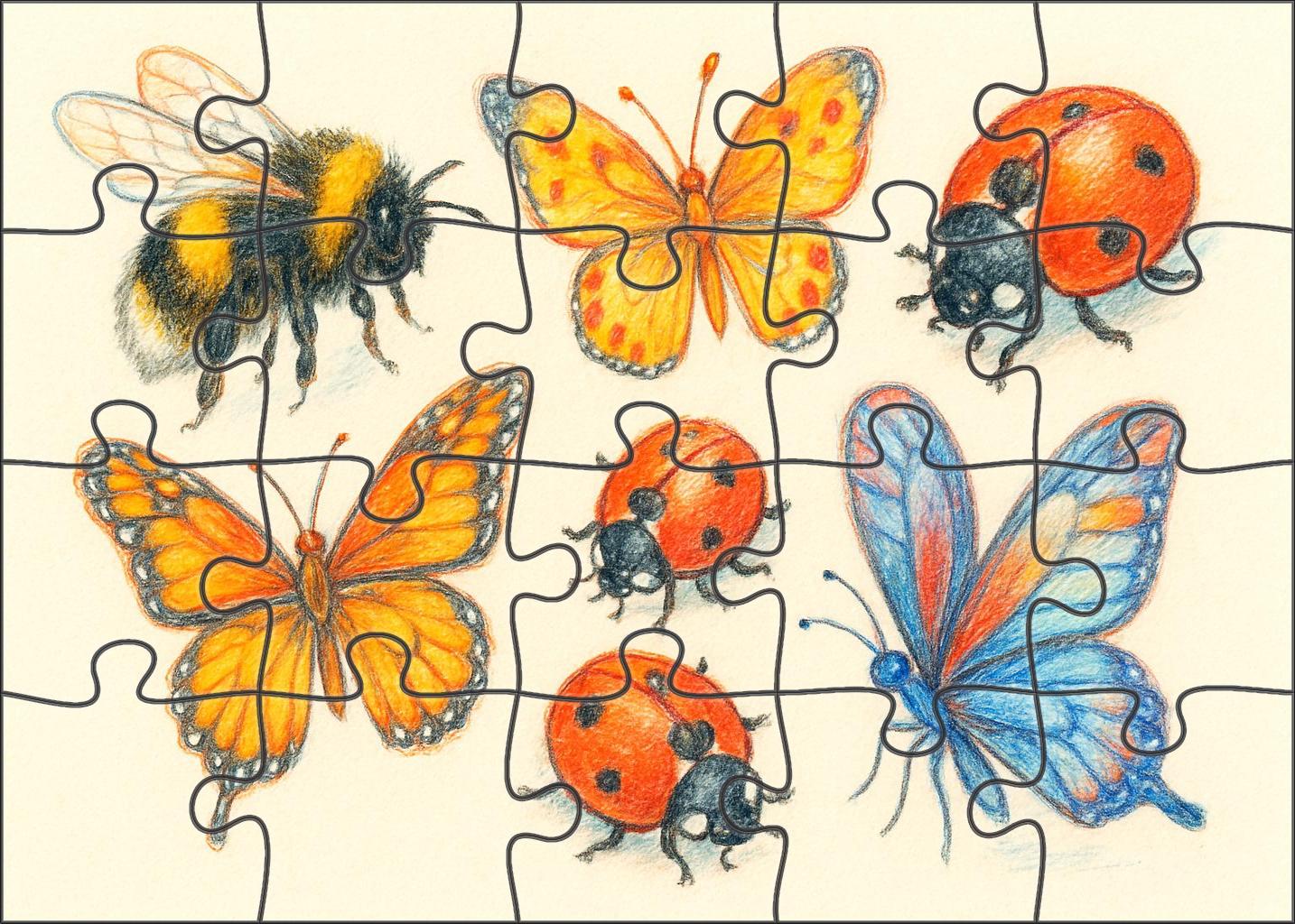 Whimsical Garden Creatures Playful Colored Pencil Illustrations Of Insects Puzzle Collection
