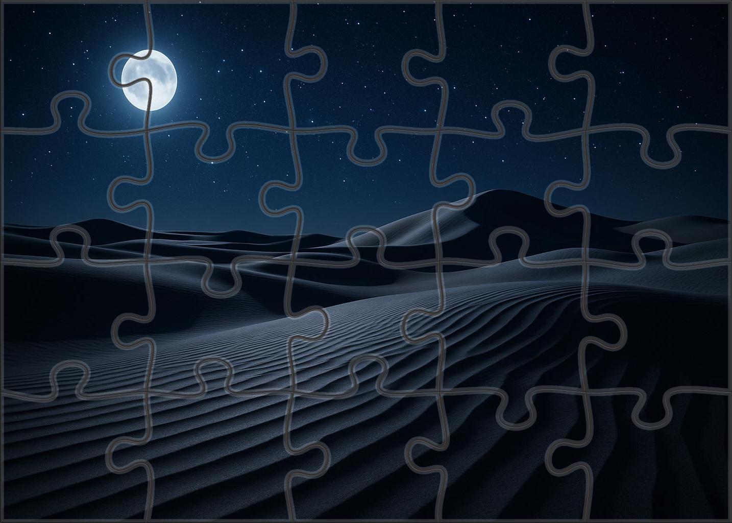 Moonlit Drift Silver Sands Under Star-strewn Sky Puzzle Challenge