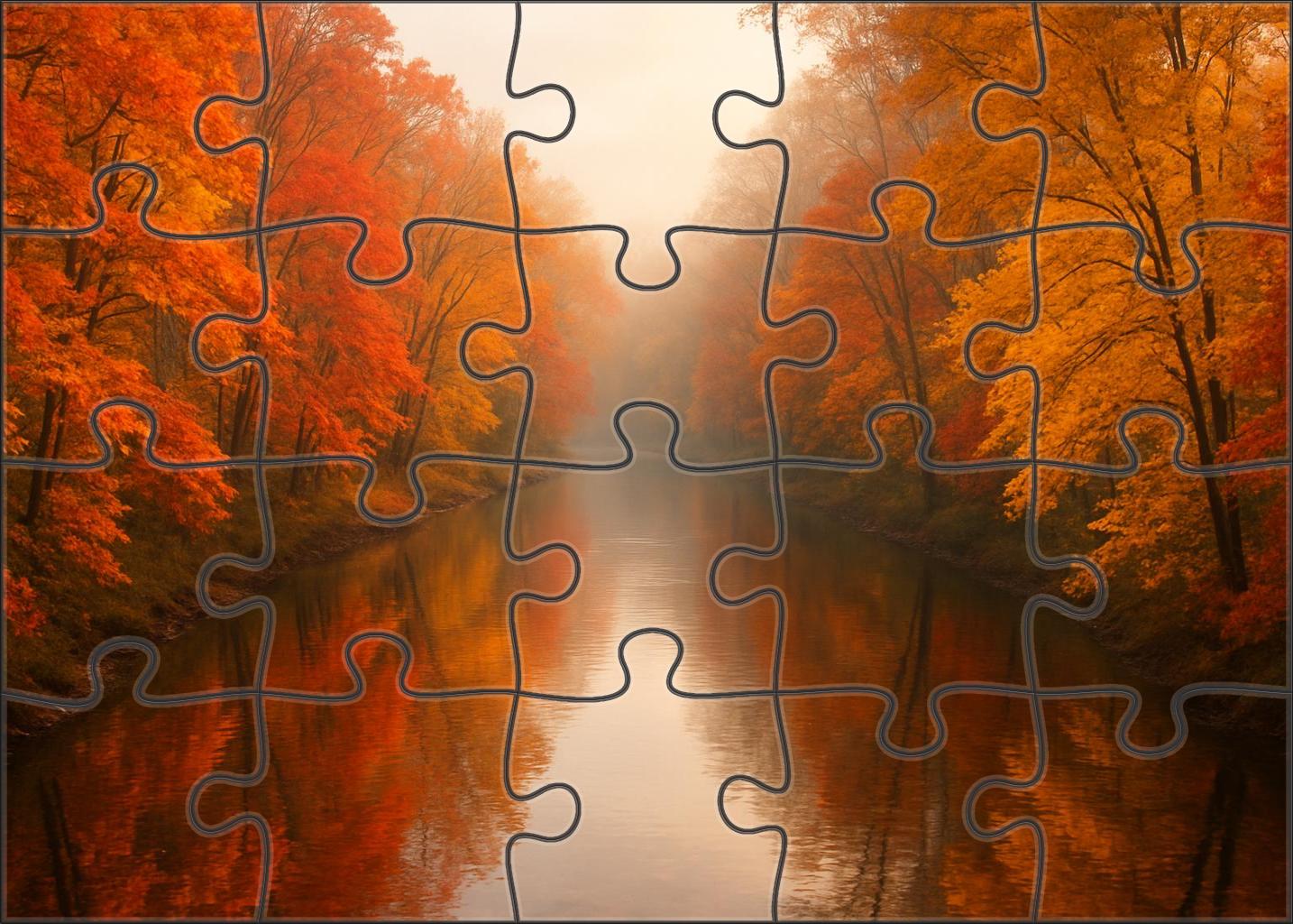 Autumn Riverside Passage Easy Puzzles