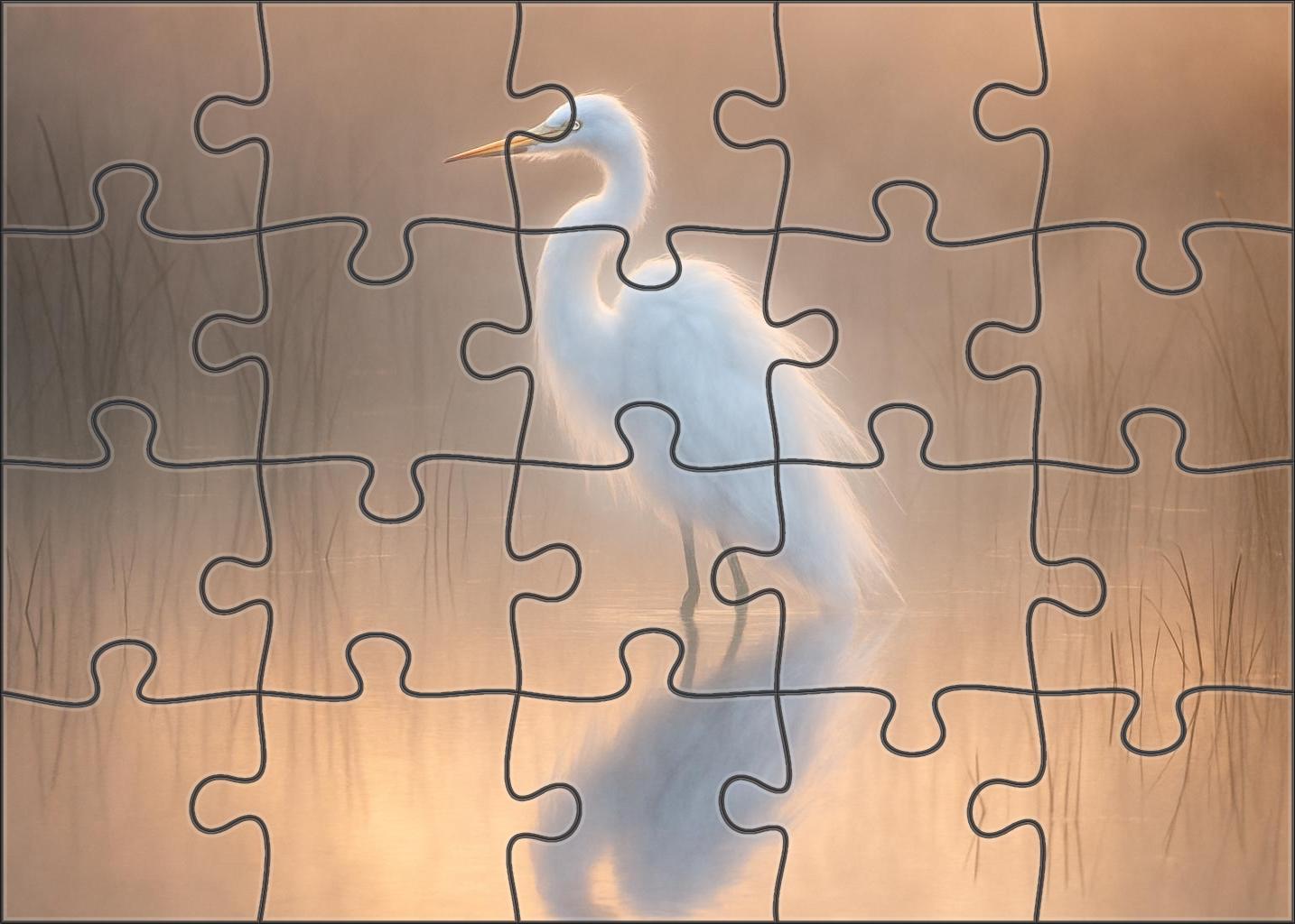 Ghostly Egret Graceful Marsh Specter Premium Puzzle Pieces