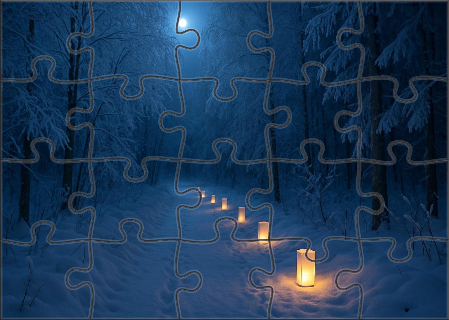 Twilight Snow Lantern Walk Puzzle For Adults