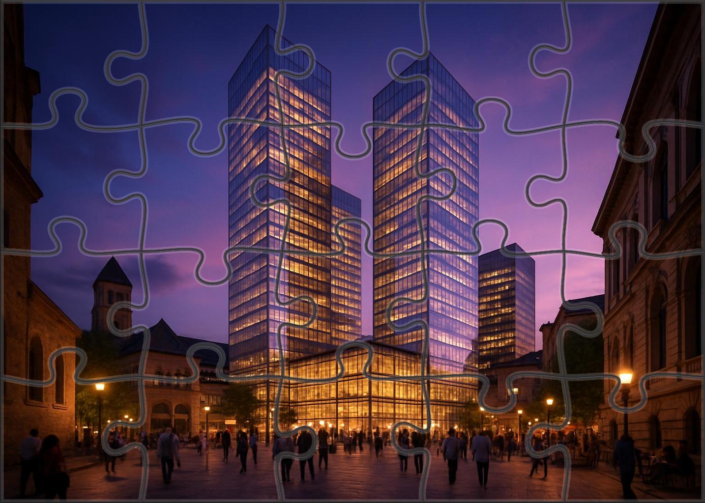 Berlin Potsdamer Platz Skyline A Post-reunification Urban Center With Innovative Glass Towers And Historic Sites Nearby Unique Puzzle Design