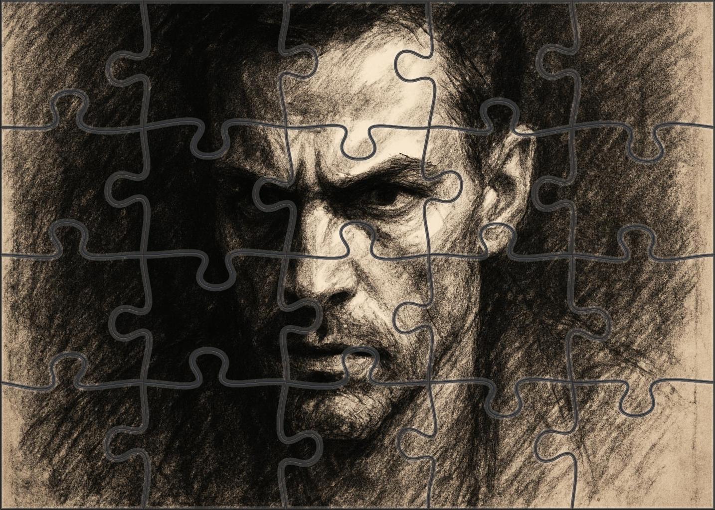 Expressive Portrait Fragment Charcoal And Eraser Techniques Premium Puzzle Pieces