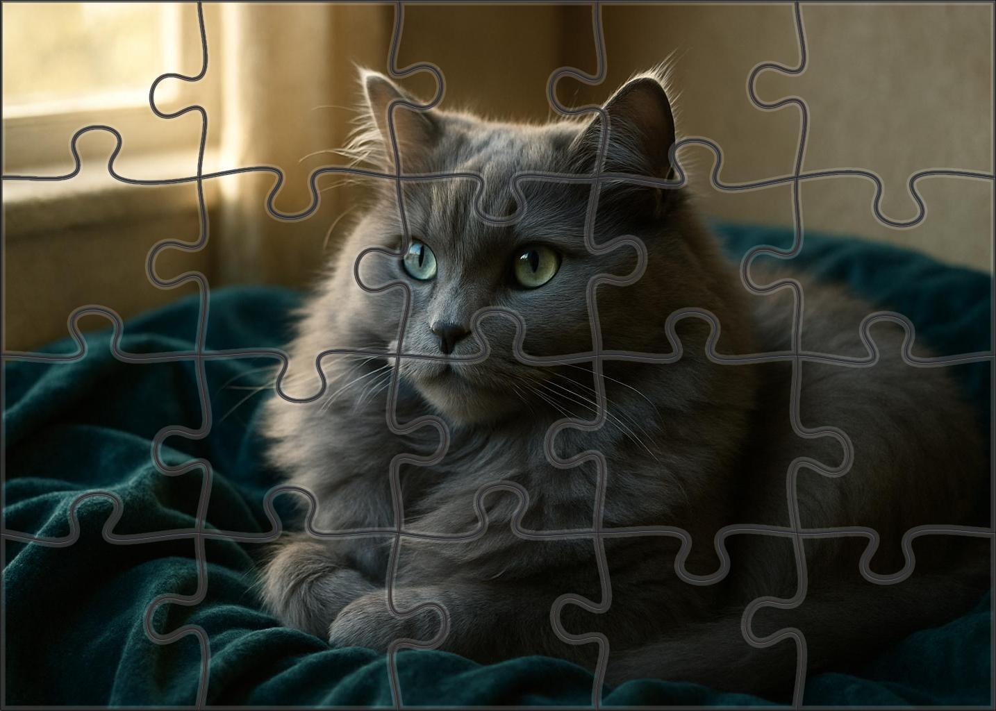 Opaline Mist Silky Blue-grey Longhair With Gentle Disposition Puzzle Fun