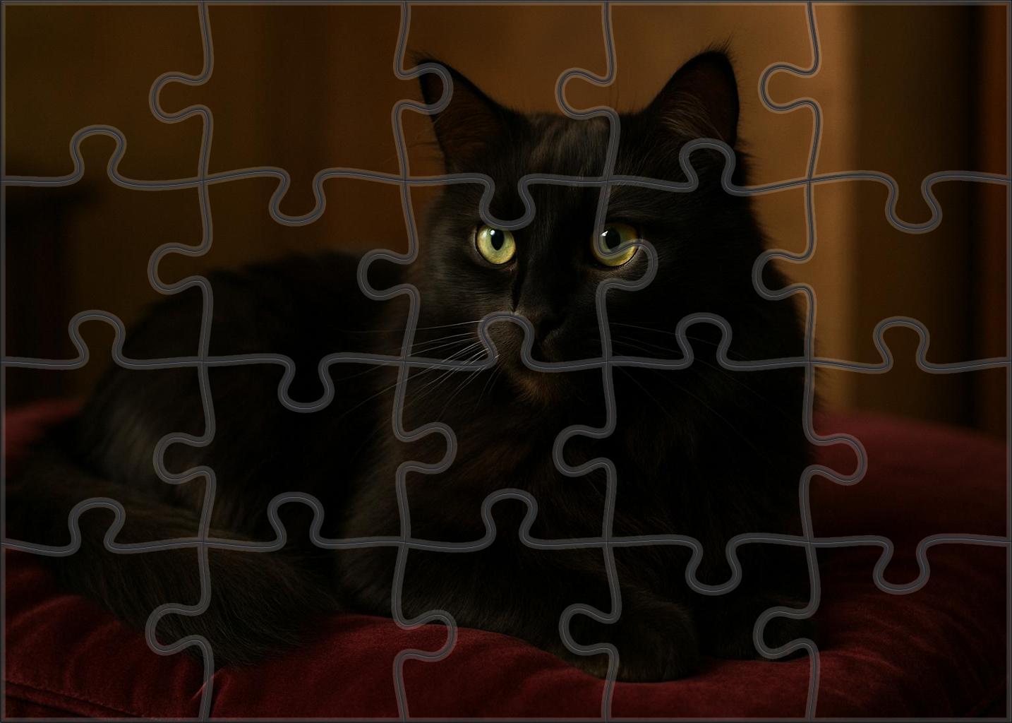 Shadow Lace Longhaired Midnight Cat With Whisper-soft Purr 20 Piece Puzzle