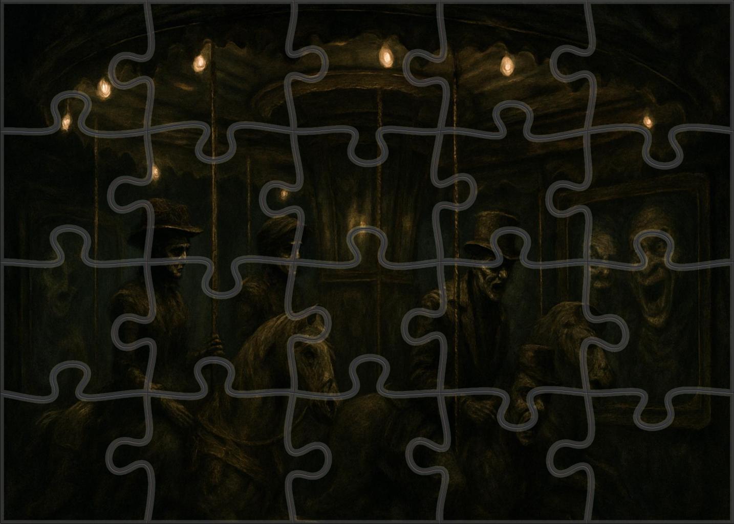 Retro Horror Carnival Twisted Sideshow Of Macabre Whimsy 20 Piece Puzzle