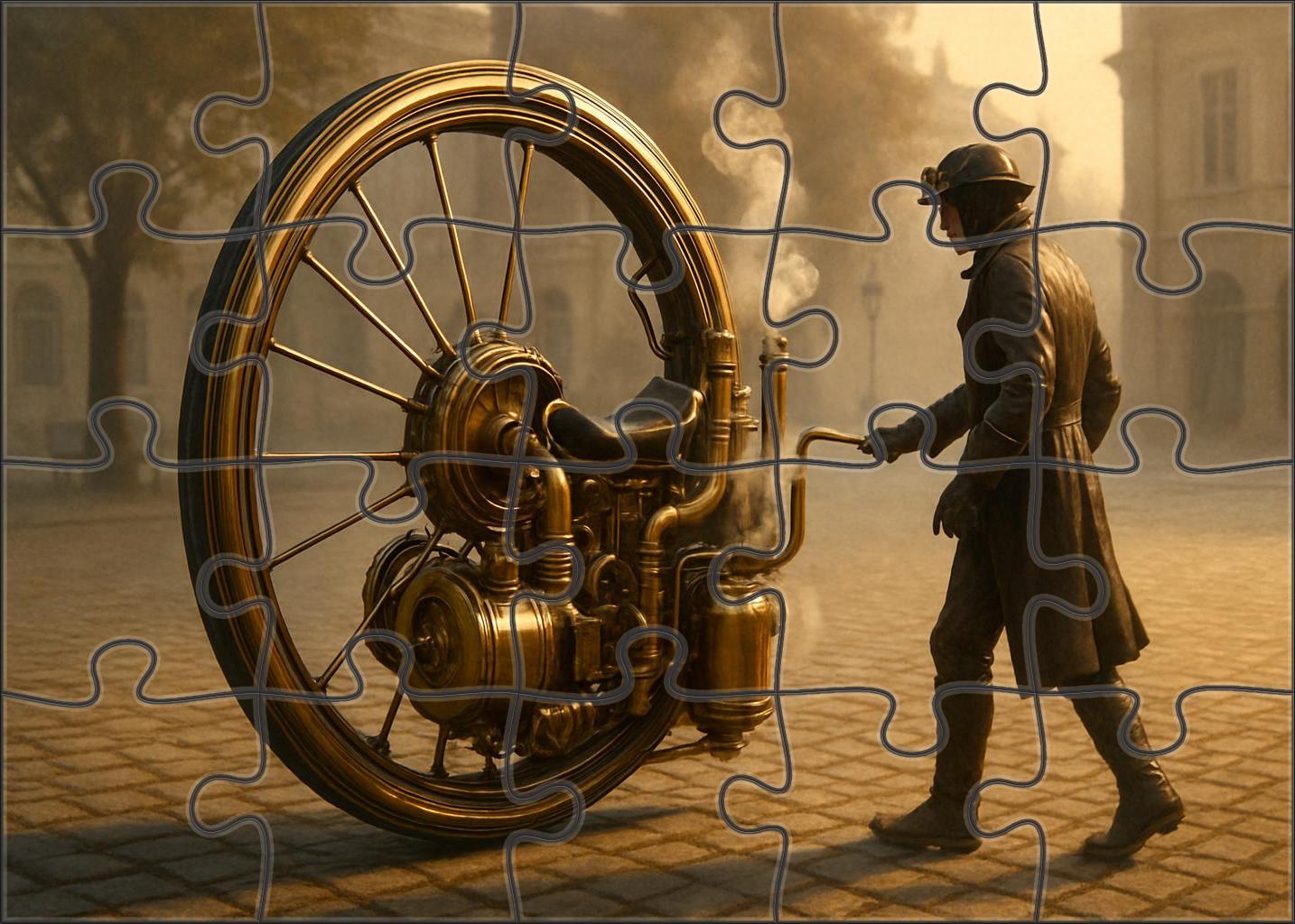 Retro-futuristic Steam-powered Monocycle 500 Piece Puzzle