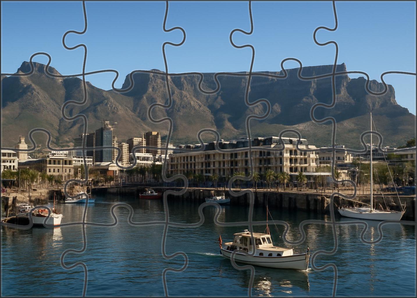 Cape Town Waterfront Skyline Iconic Coastal Silhouettes Framed By Table Mountain 300 Piece Puzzle