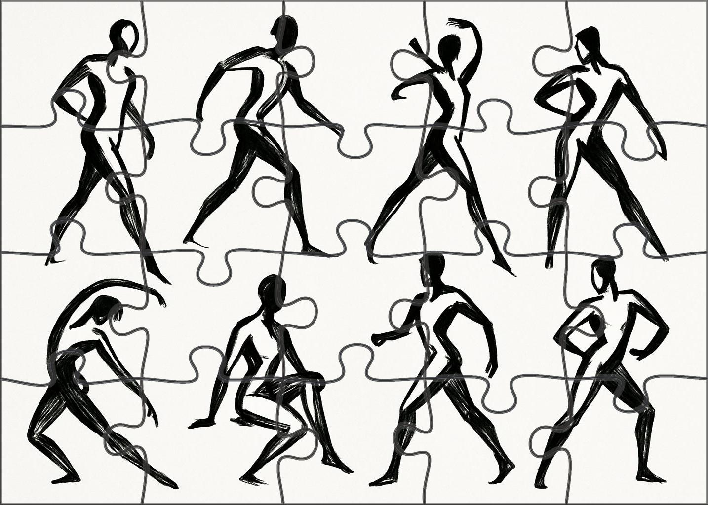 Dynamic Human Figure Studies Expressive Brush Pen Gesture Drawings Puzzle Challenge