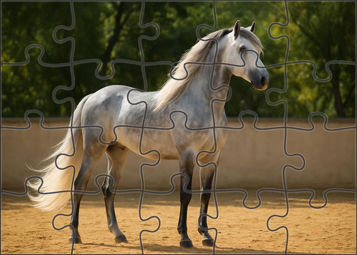 Silver Mist Andalusian Graceful Gray Stallion With Flowing Mane Large Format Puzzle