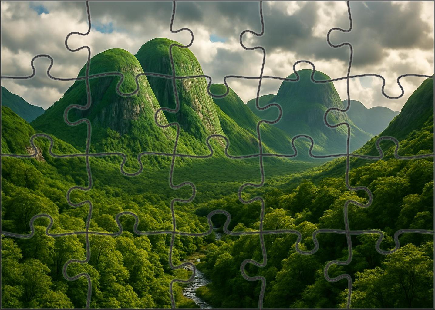 Verdant Hollow Peaks 200 Piece Puzzle