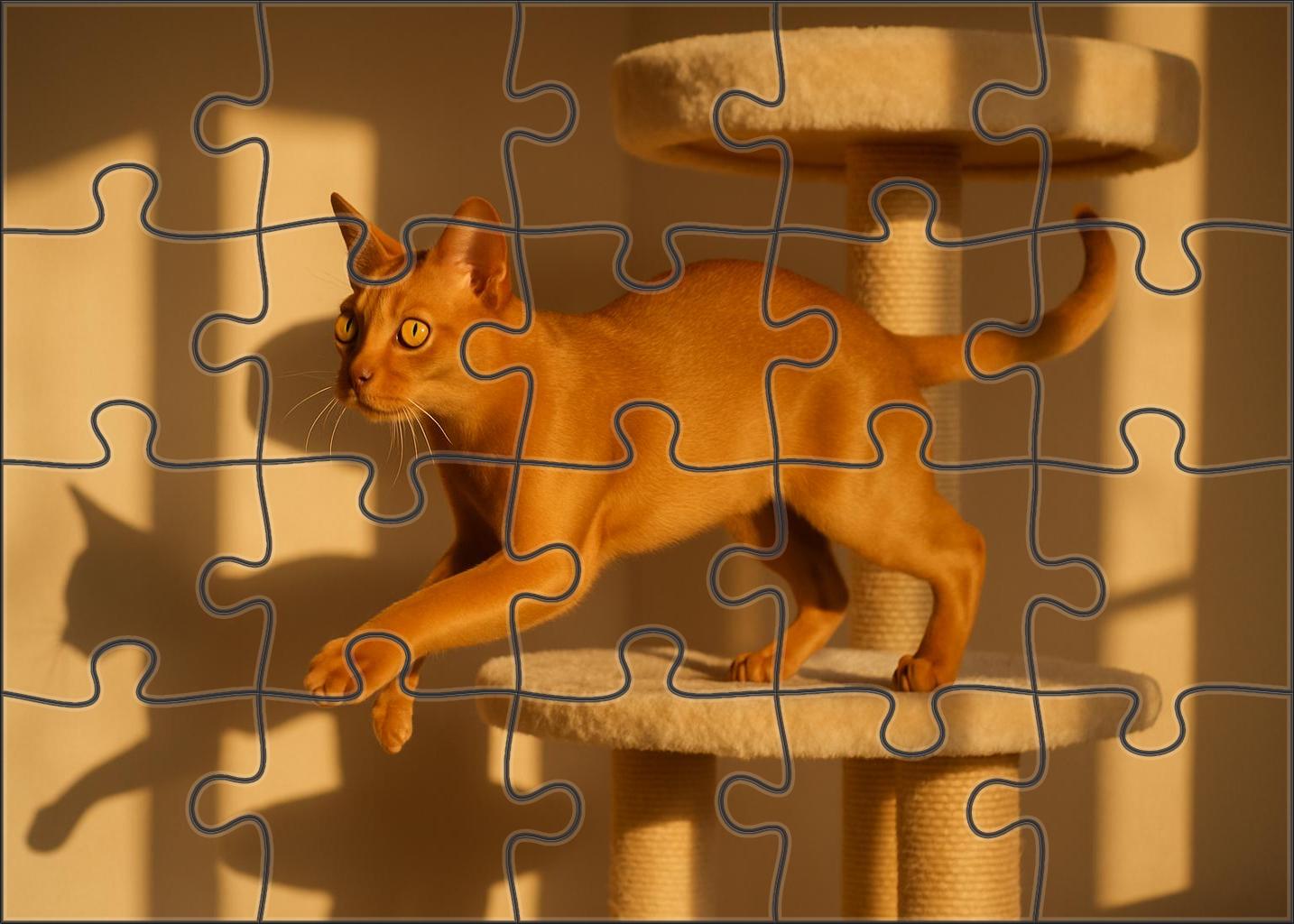 Golden Ripple Smooth Coated Cat With Luminous Yellow Eyes 20 Piece Puzzle