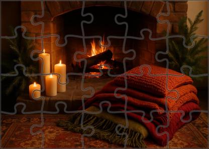 Snowy Hearthside Haven Soft Textiles And Candlelight Warmth 100 Piece Puzzle