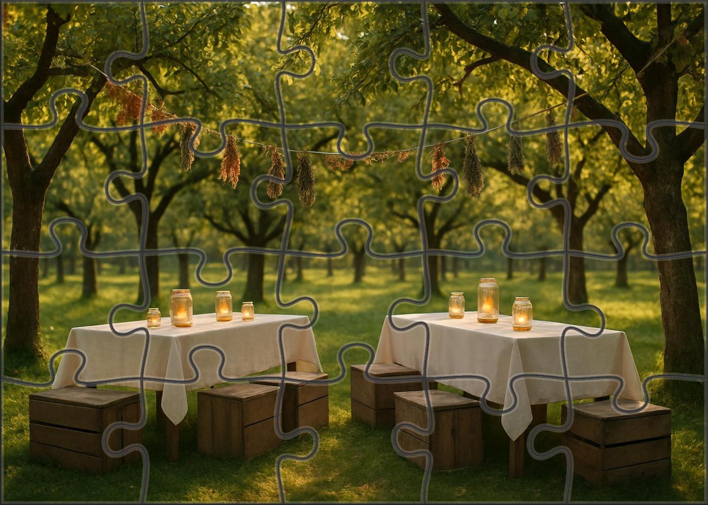 Sunlit Orchard Gathering Premium Puzzle Pieces