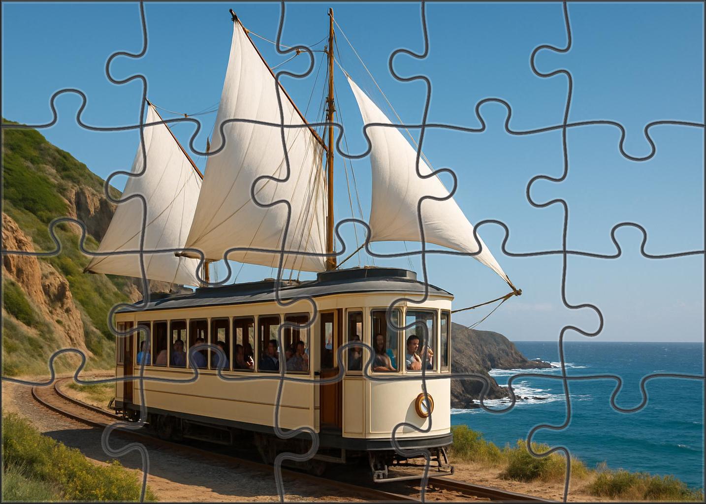 Wind-powered Coastal Sailing Tram Puzzle For Adults