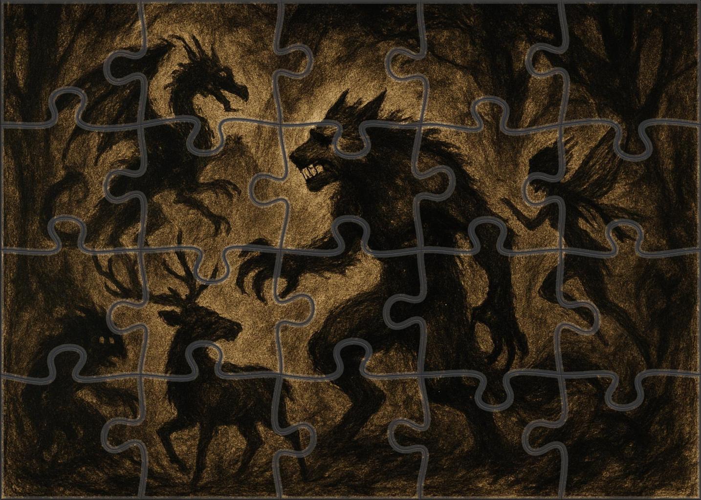 Mythical Forest Creatures Charcoal Sketch With Expressive Gestures Challenging Puzzles