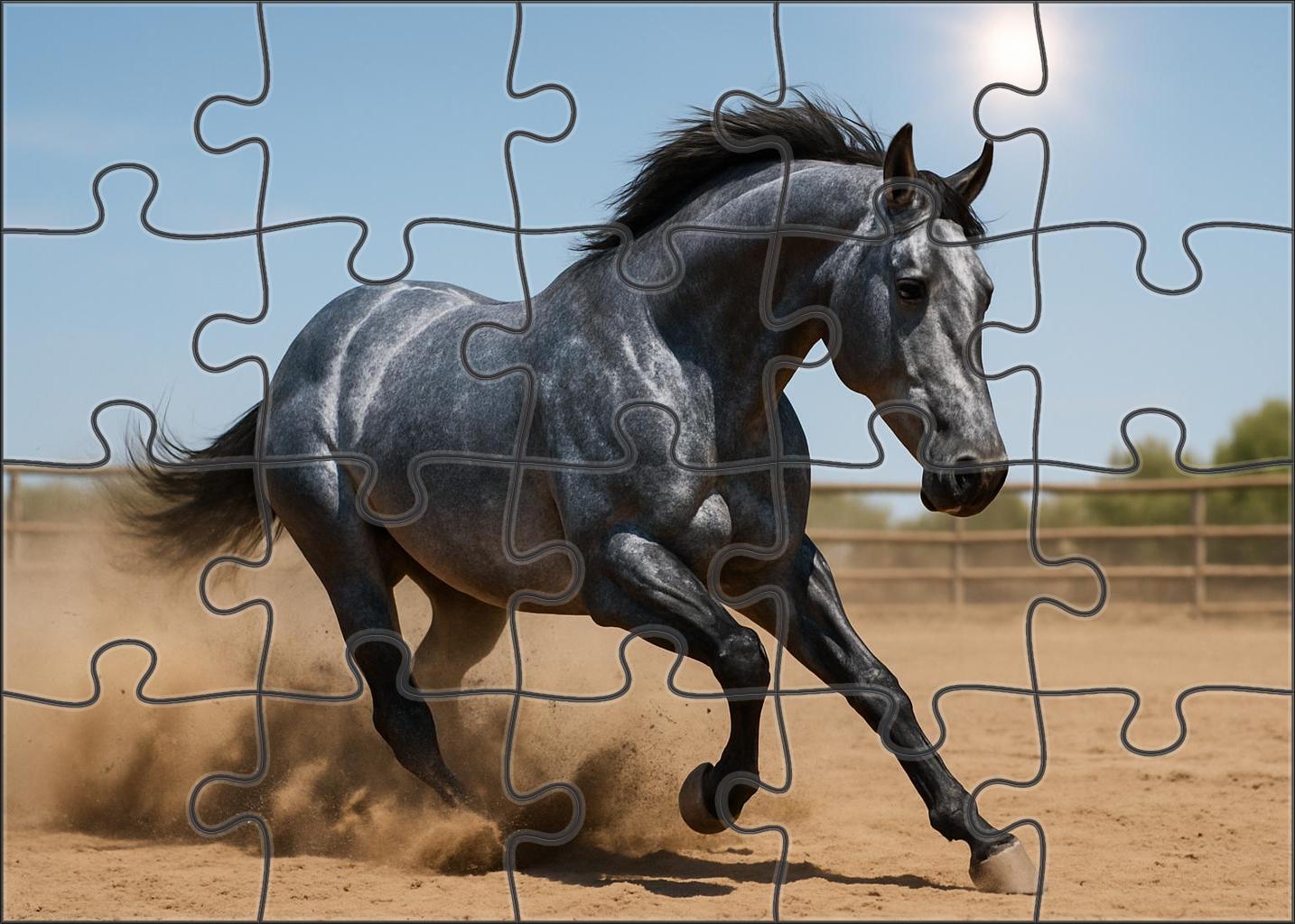 Silver Moonlight Striking Blue Roan Gelding With Nimble Agility Puzzle For Kids