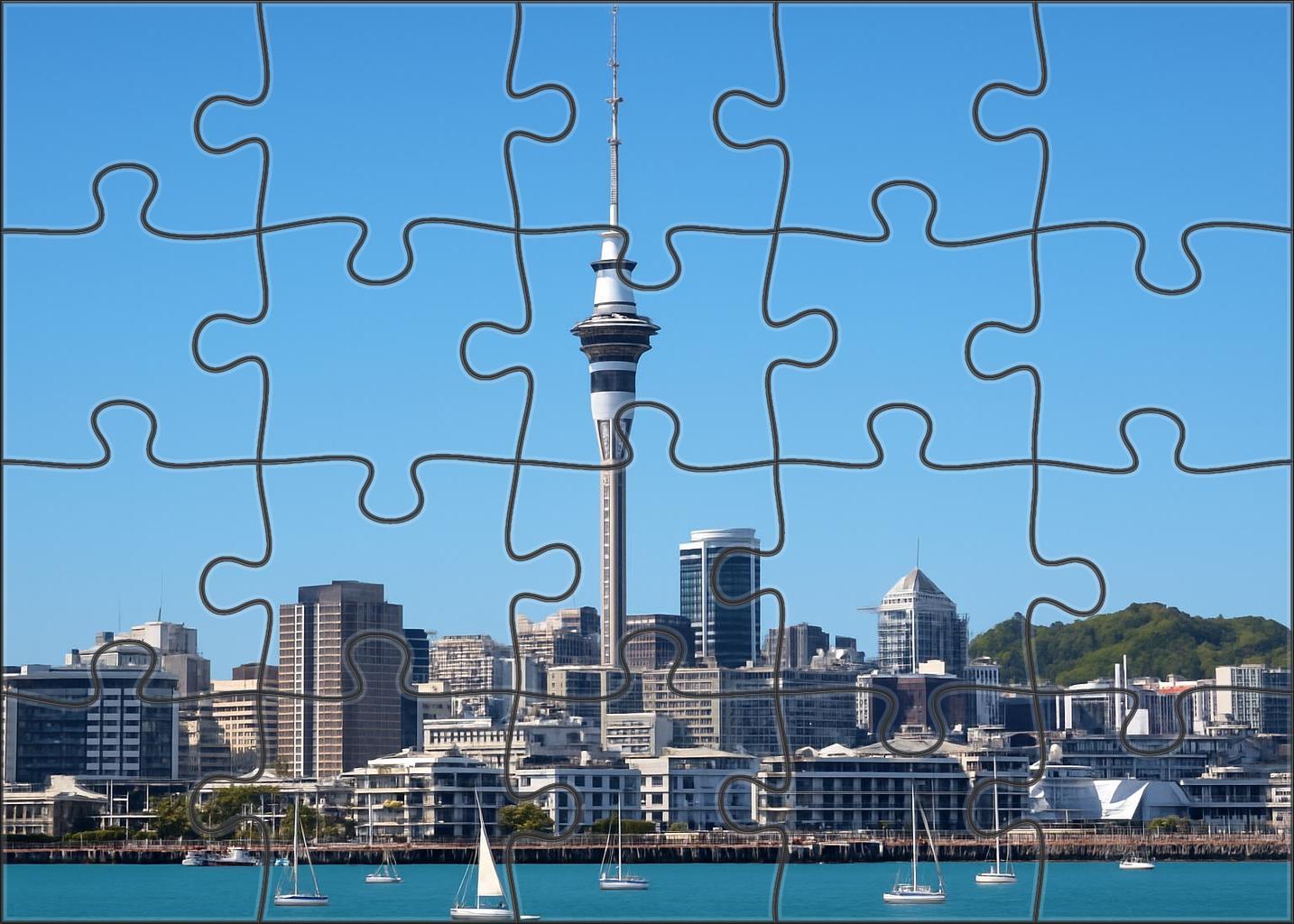 Auckland Waterfront Skyline New Zealands Leading Harbor City Silhouette 300 Piece Puzzle
