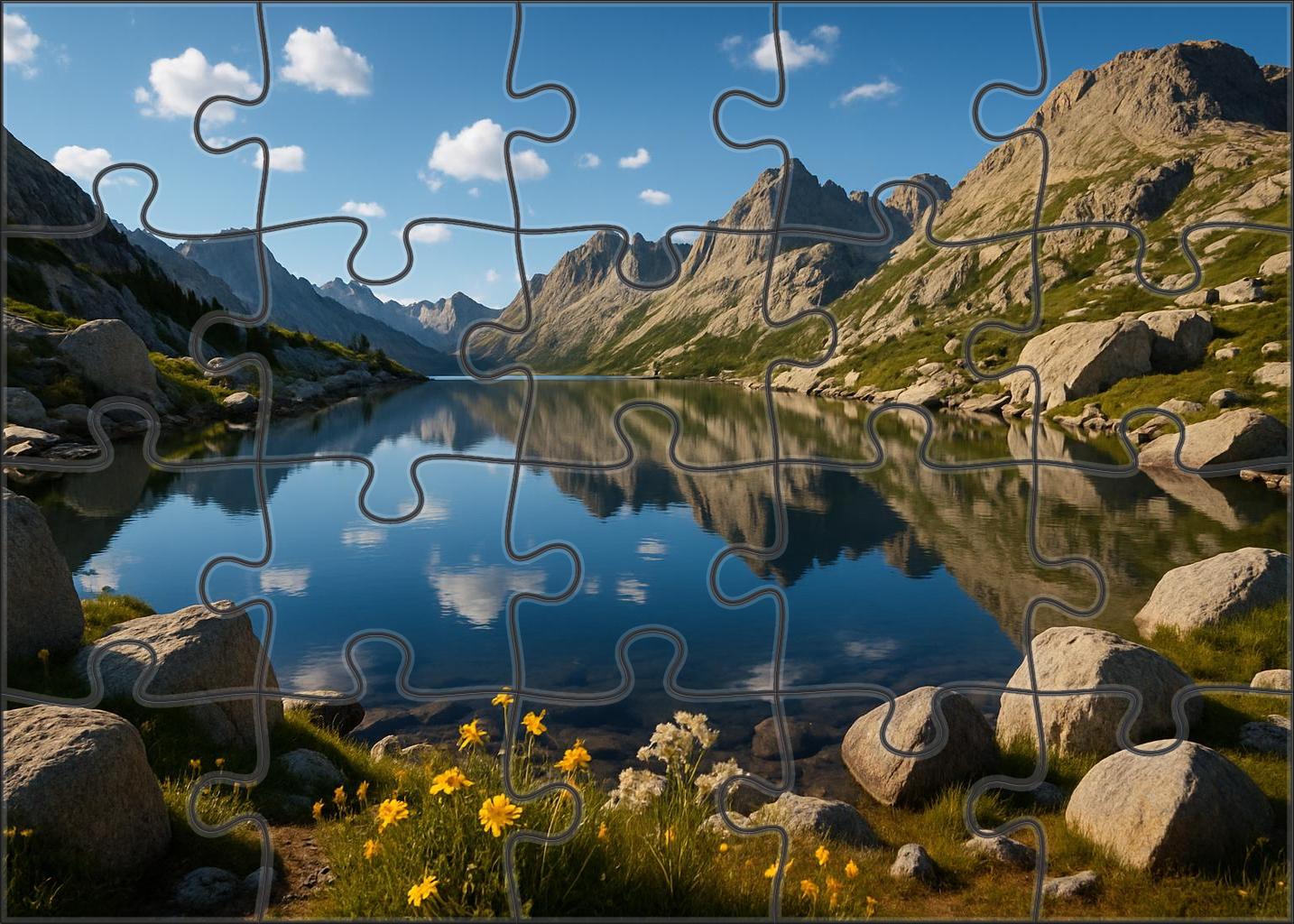 Sunlit Mountain Lake Expanse Puzzle Collection