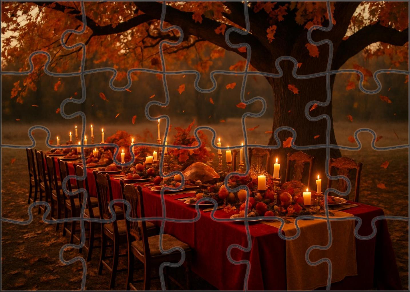 Crimson And Gold Twilight Feast Unique Puzzle Design