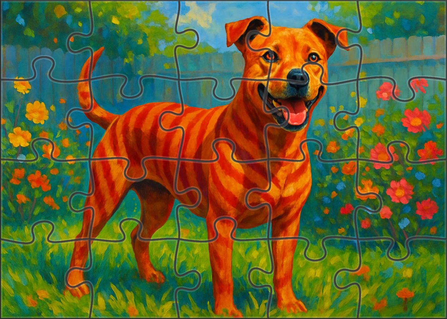 Crimson Dream Lively Red-striped Bull Dog With Tenacious Spirit 100 Piece Puzzle