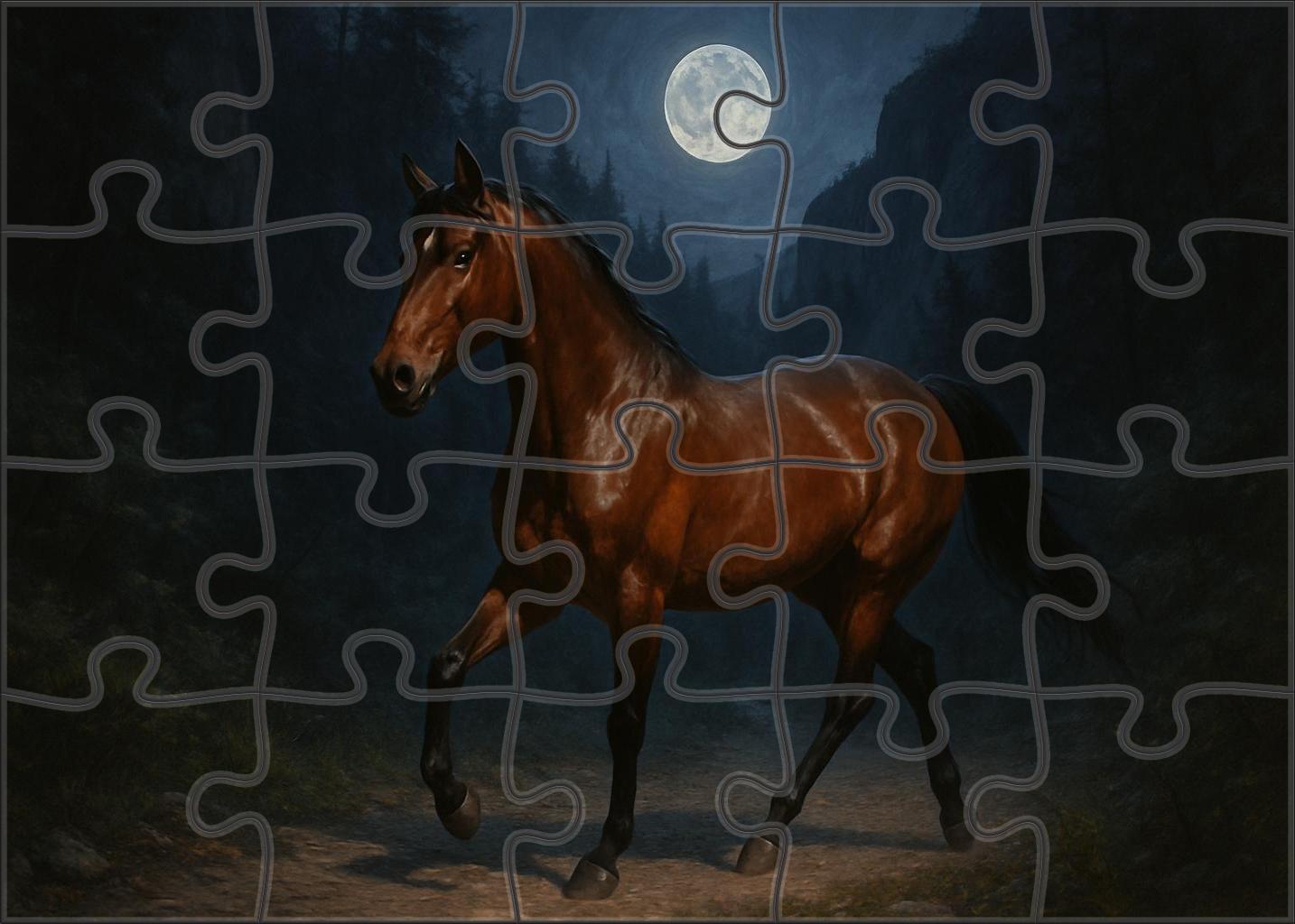 Moonlit Canyon Charger Rugged Bay Gelding With Sturdy Build Custom Jigsaw Puzzle