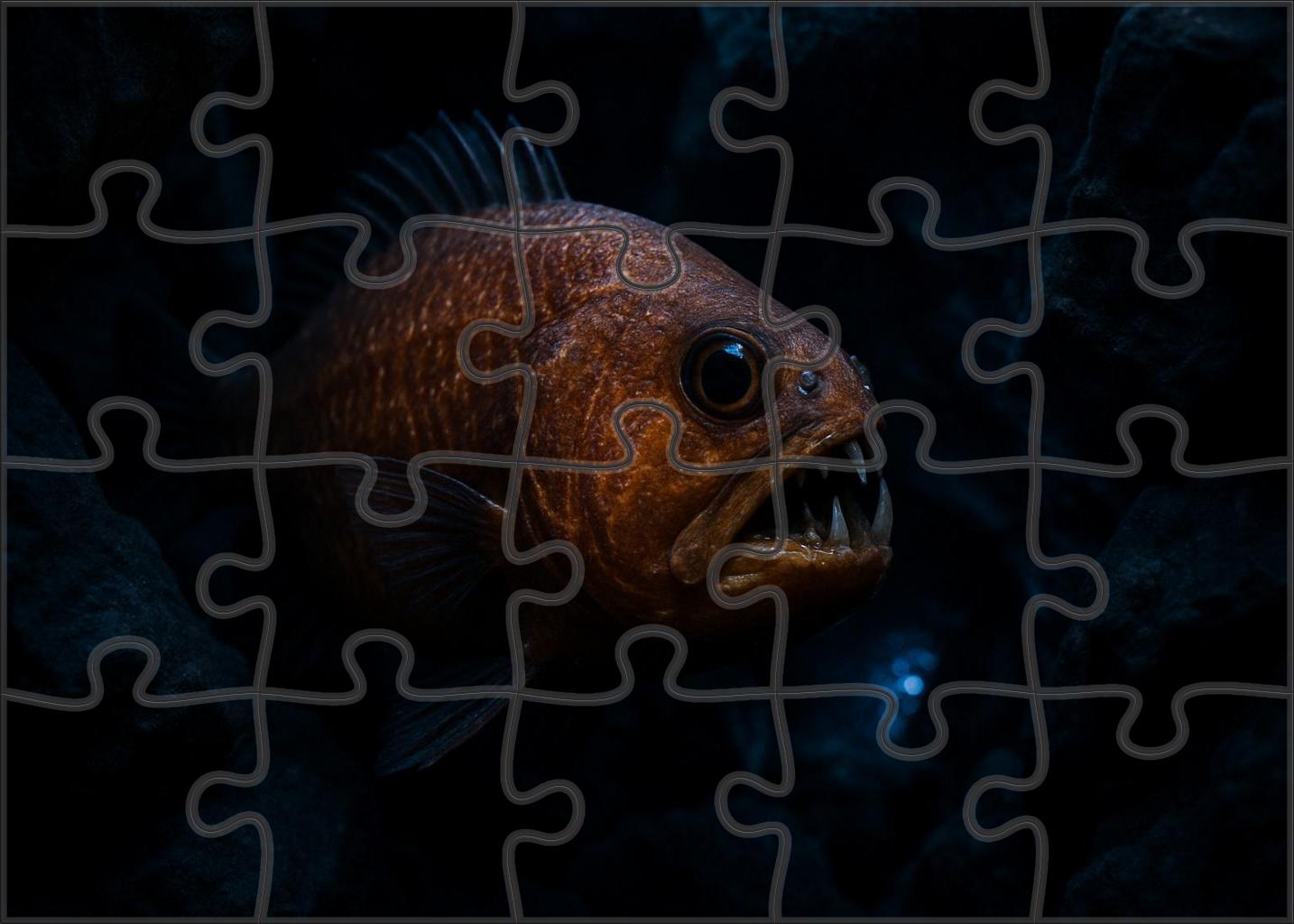 Amber Fangtooth Fish Deep-dwelling Abyssal Predator Family Puzzles