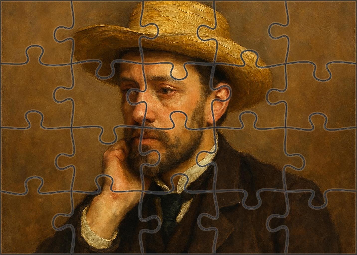 Self-portrait With A Straw Hat Large Format Puzzle