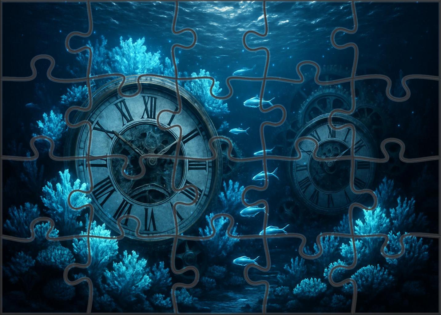 Coral Clock Gardens Beneath Starlit Waters 300 Piece Puzzle